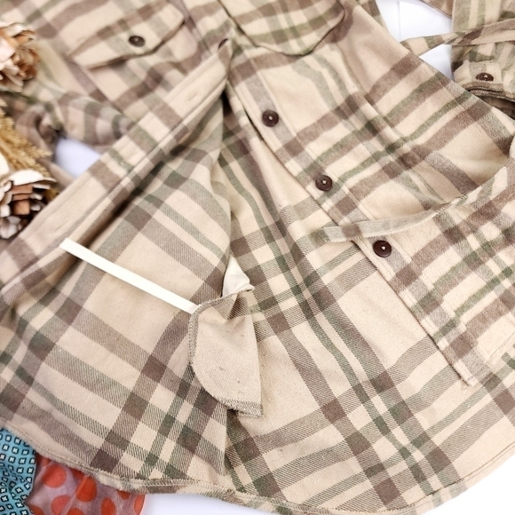 Oat New York Belted Sweater Coat Sz Medium Beige Green Tan M - Picture 10 of 12